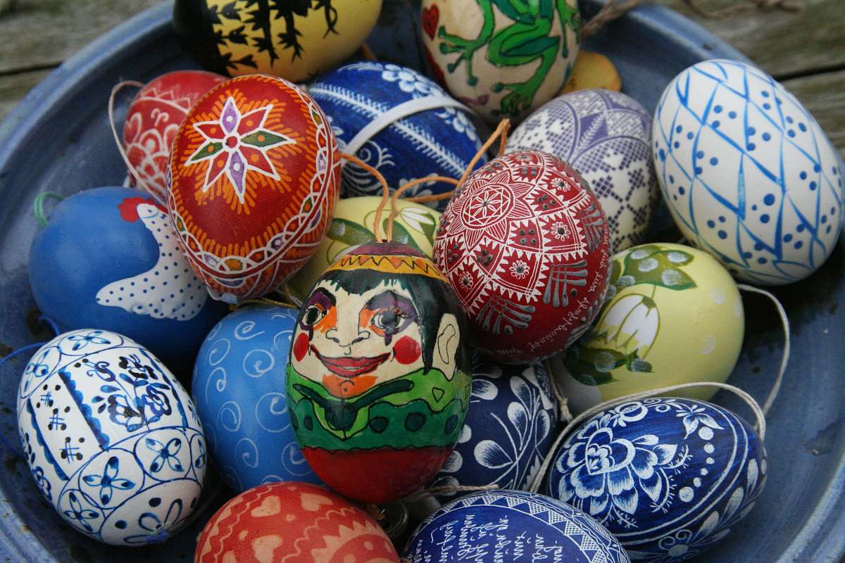 food assorted-color Easter eggs on bowl easter egg