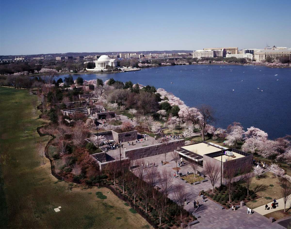 outdoors Aerial view of Washington, D.C. at Cherry Blossom Festival time landscape