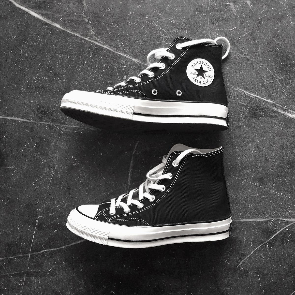 black Converse All Star high top shoes
