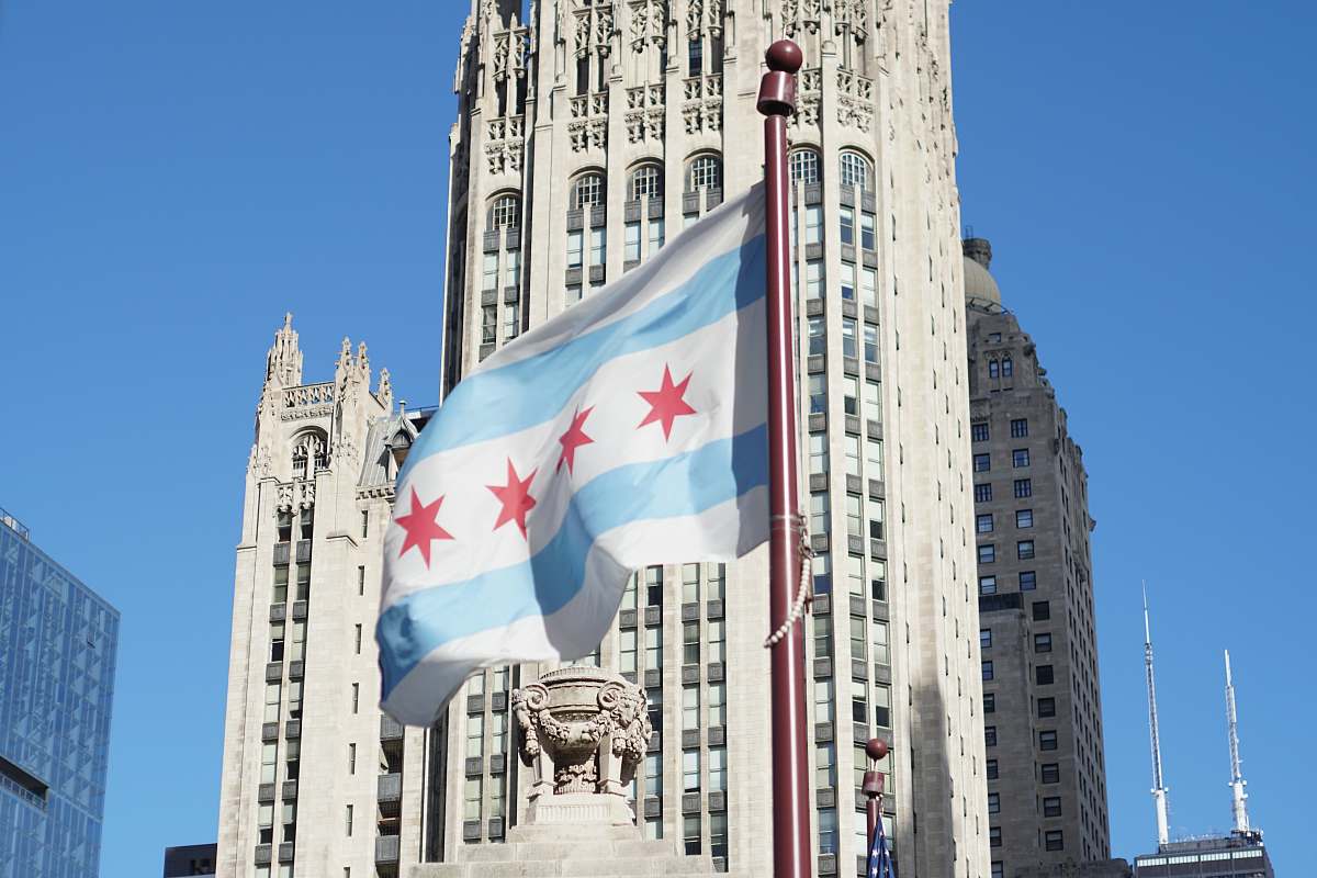 symbol white, red, and blue flag city
