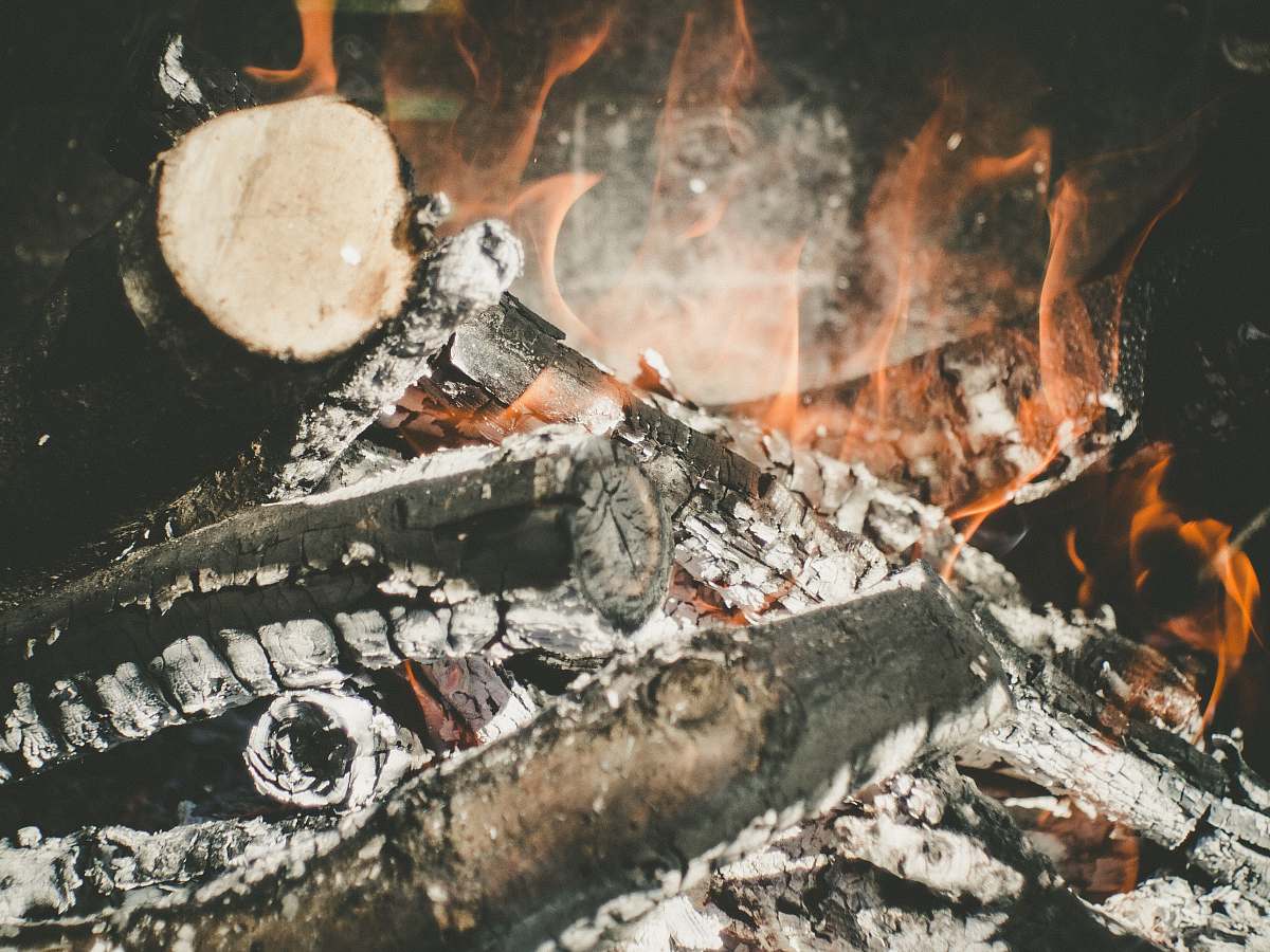 flame burning wood bonfire
