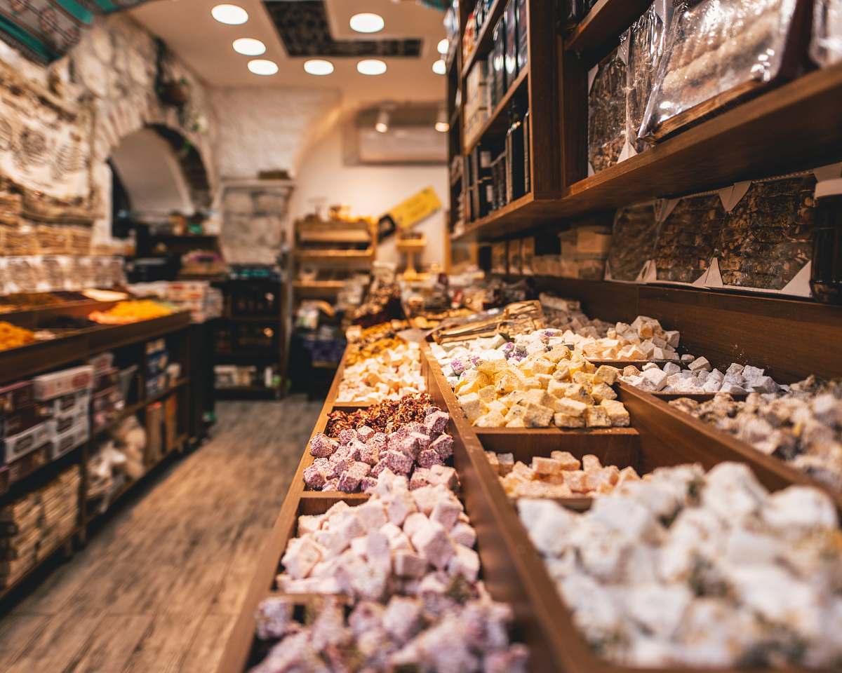confectionery ornaments on wooden container sweets