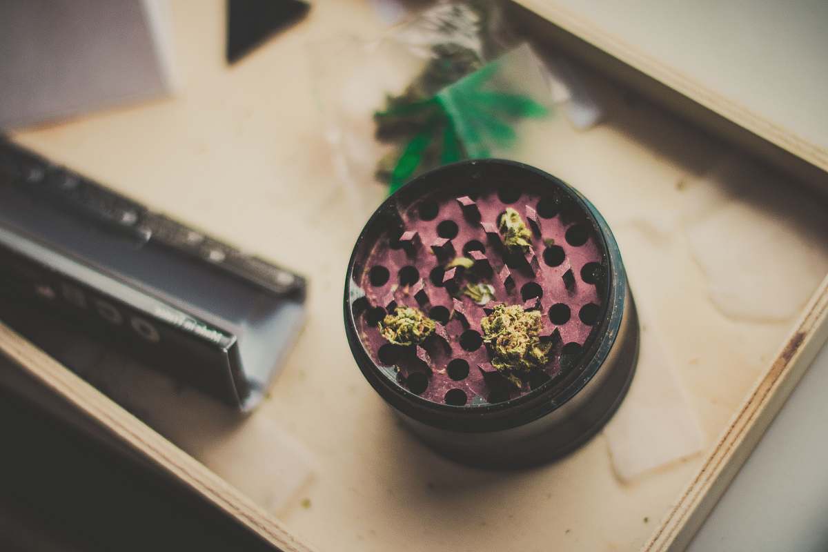 canabis red and black herb grinder ocb