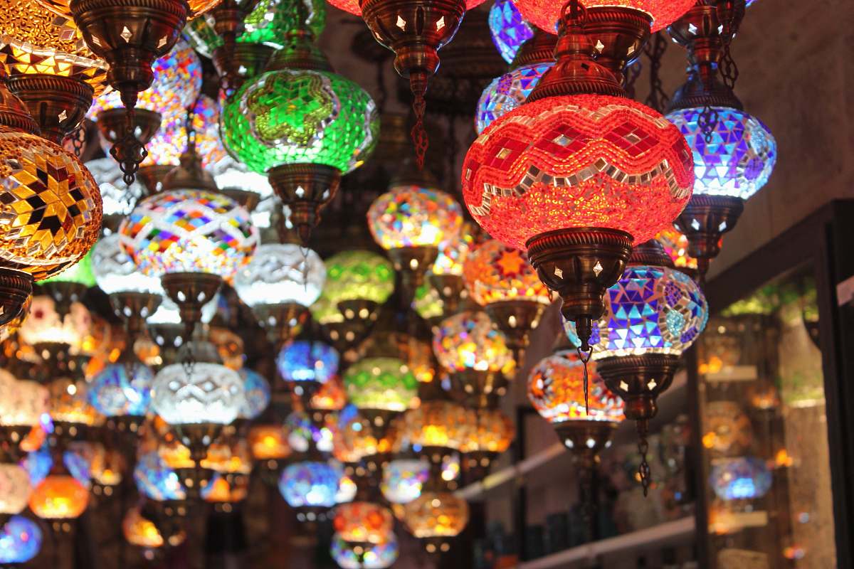 bazaar assorted-color glass decor lot lamp