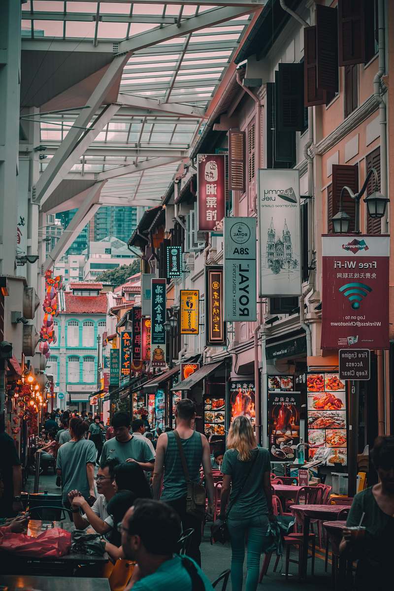 people people walking on street market singapore