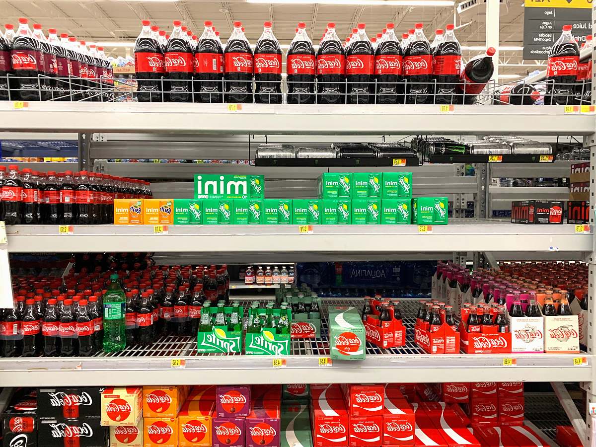 supermarket Coca-Cola soda bottle lot market