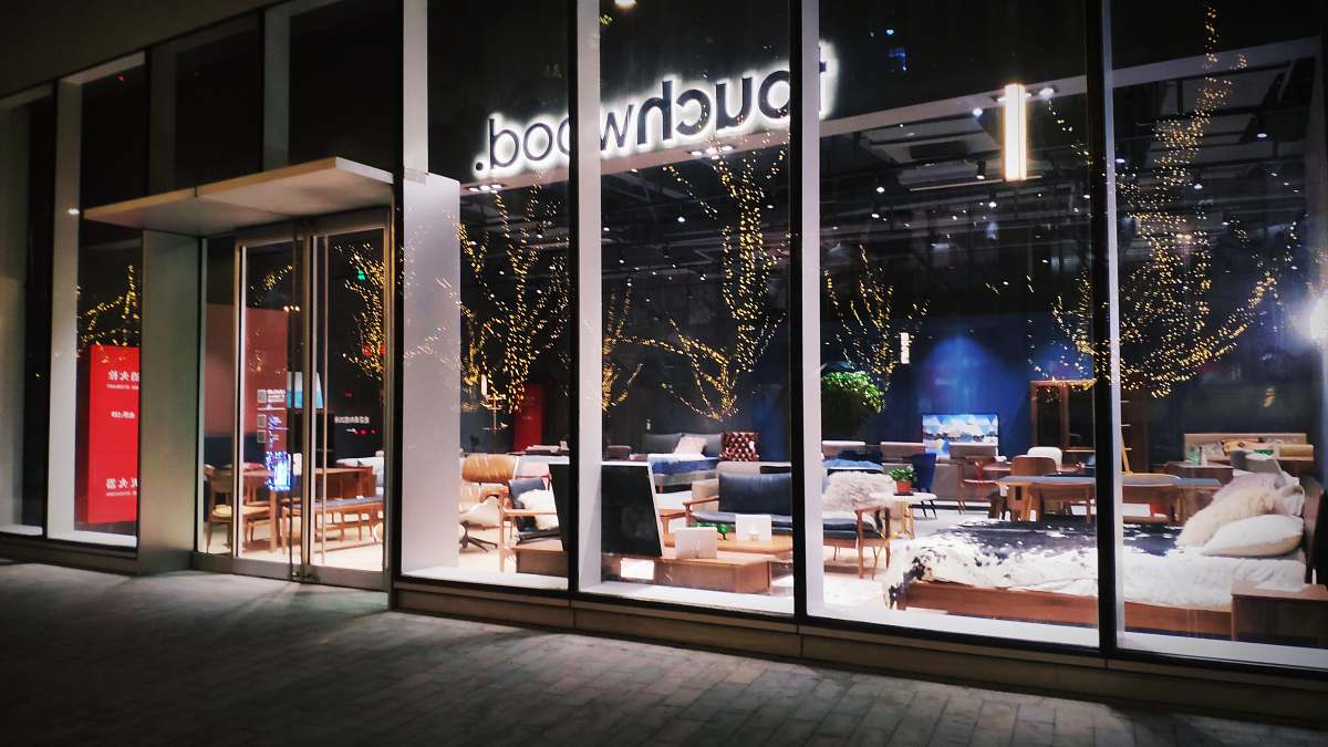 lighting Touchwood building window display