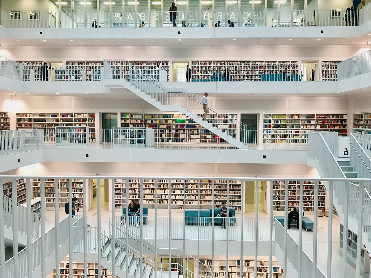 indoors white library scnery book