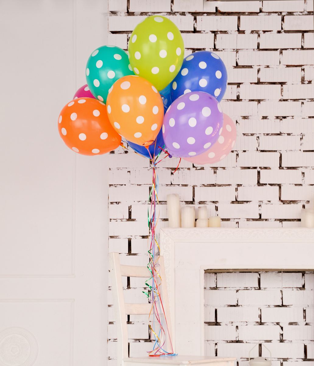 assorted-color polka dot balloons