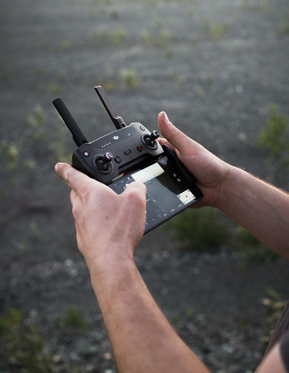 black quadcopter remote