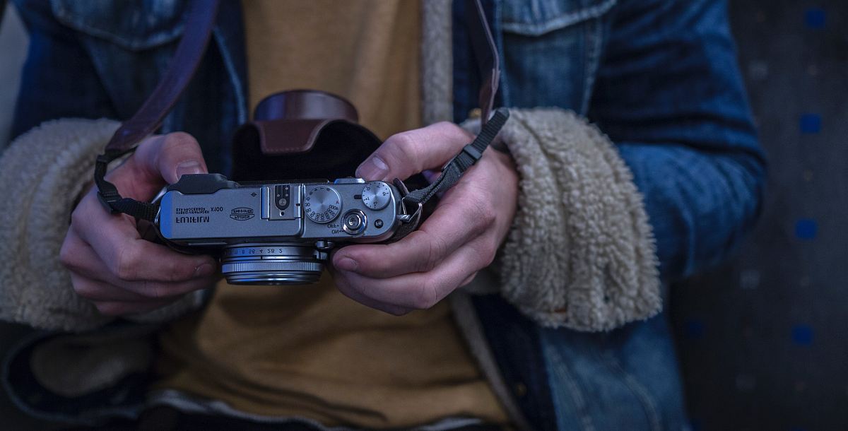 person holding camera
