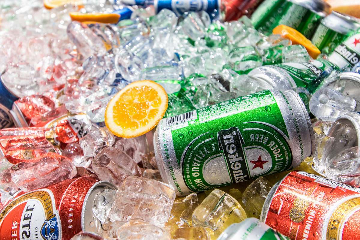 ice beer can lot with ice cube willemstad