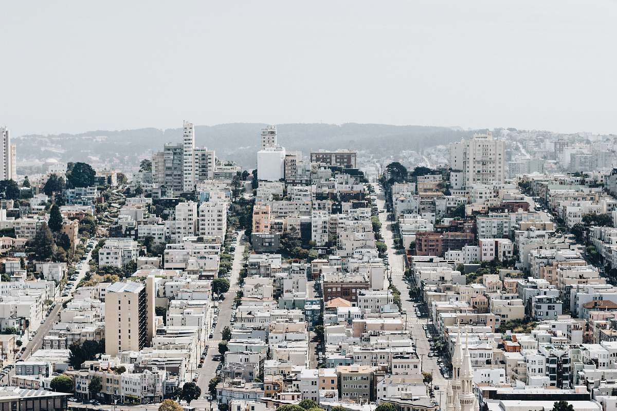 city aerial photography of city buildings urban