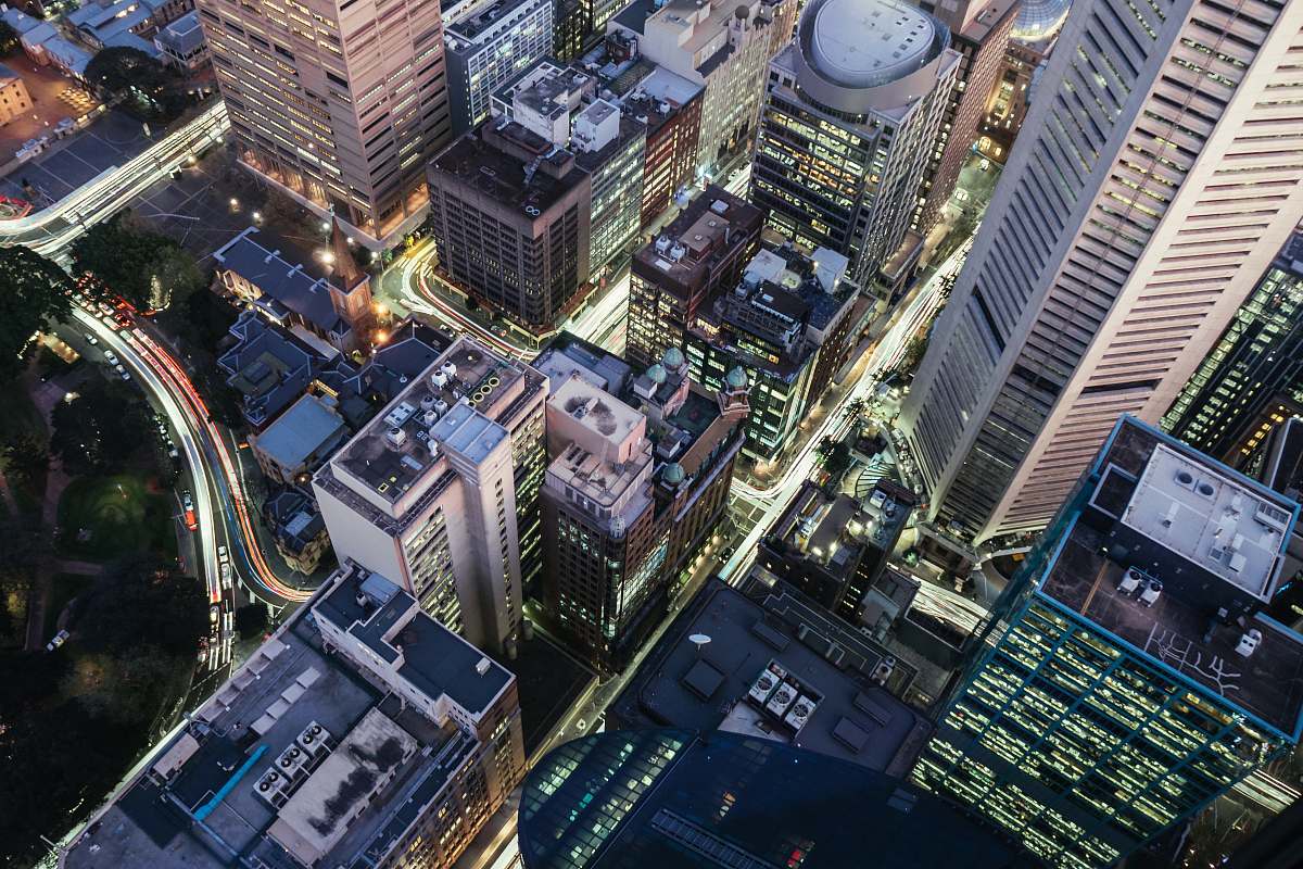 outdoors top view of skycrapers road