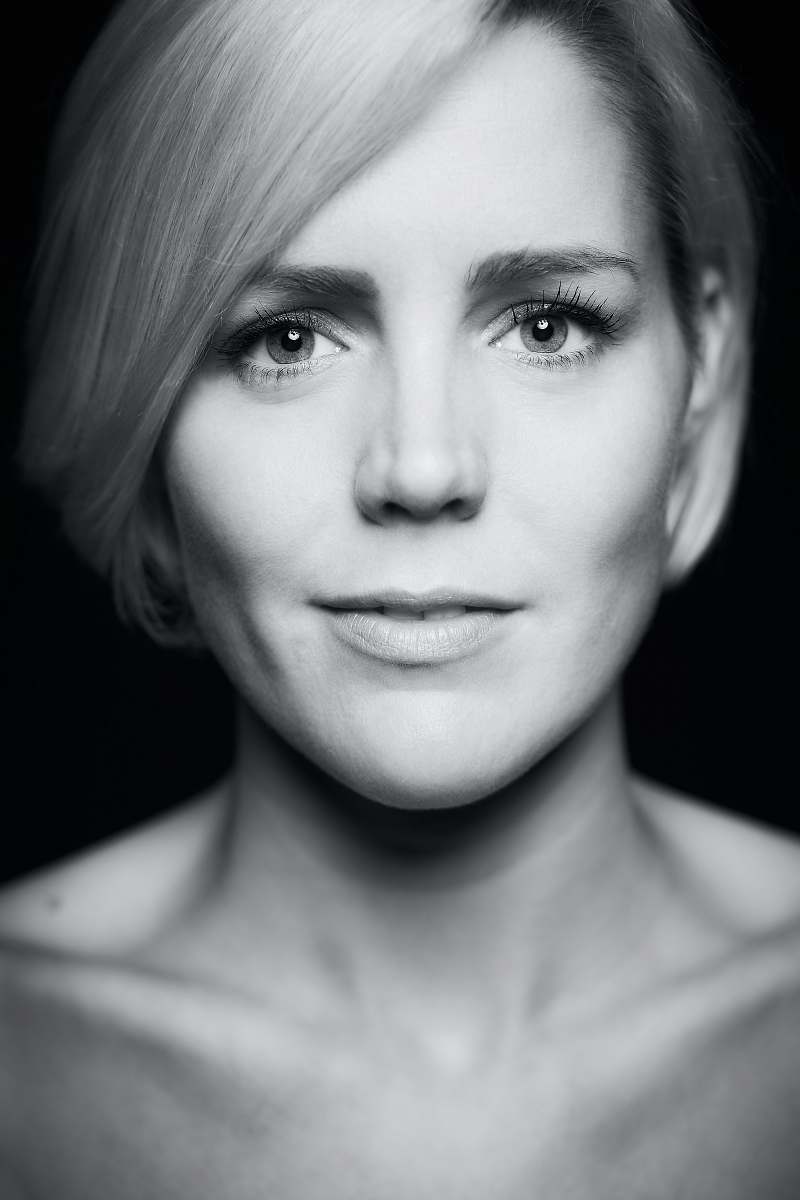  womans face in grayscale 