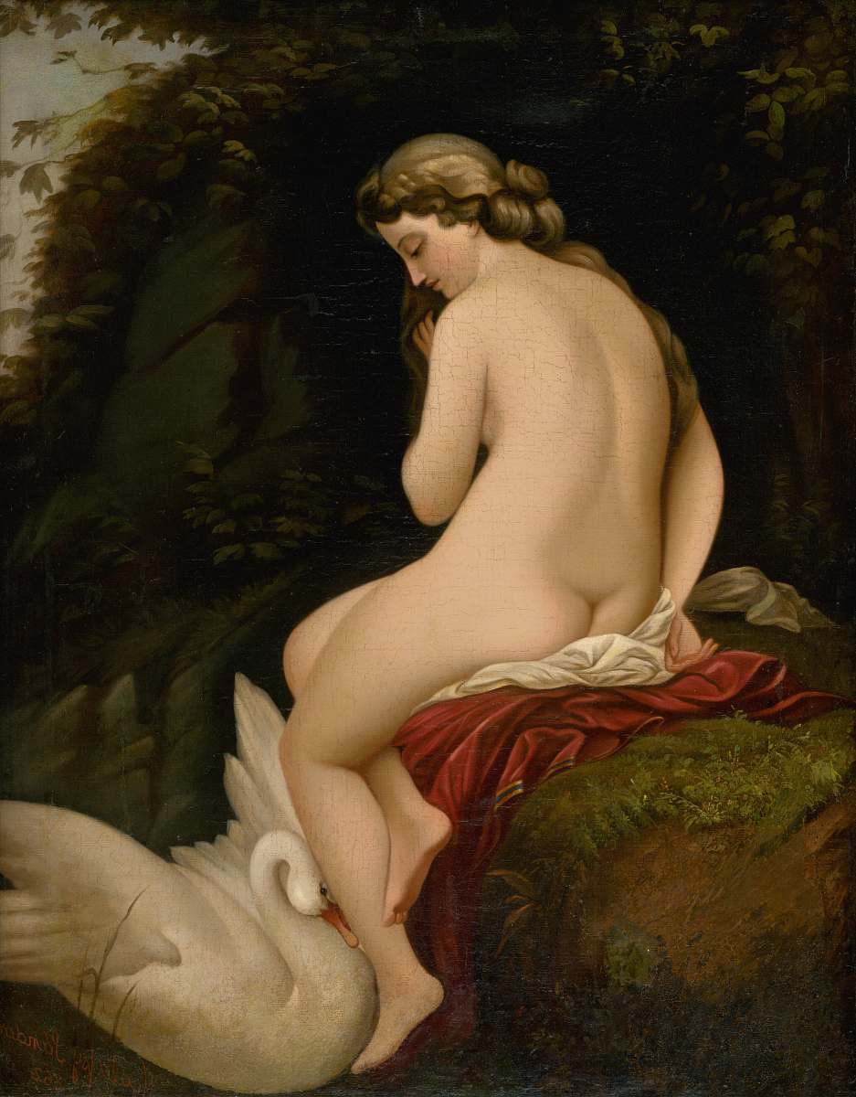 painting nude woman and white swan painting nude