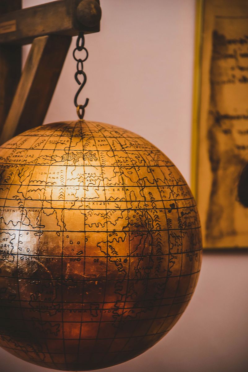 brown terrestrial globe