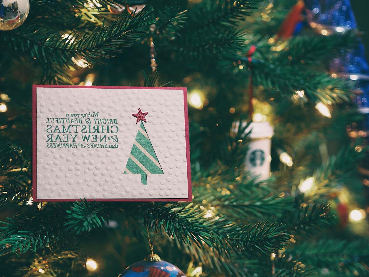 ornament Christmas and New Year gift card tree