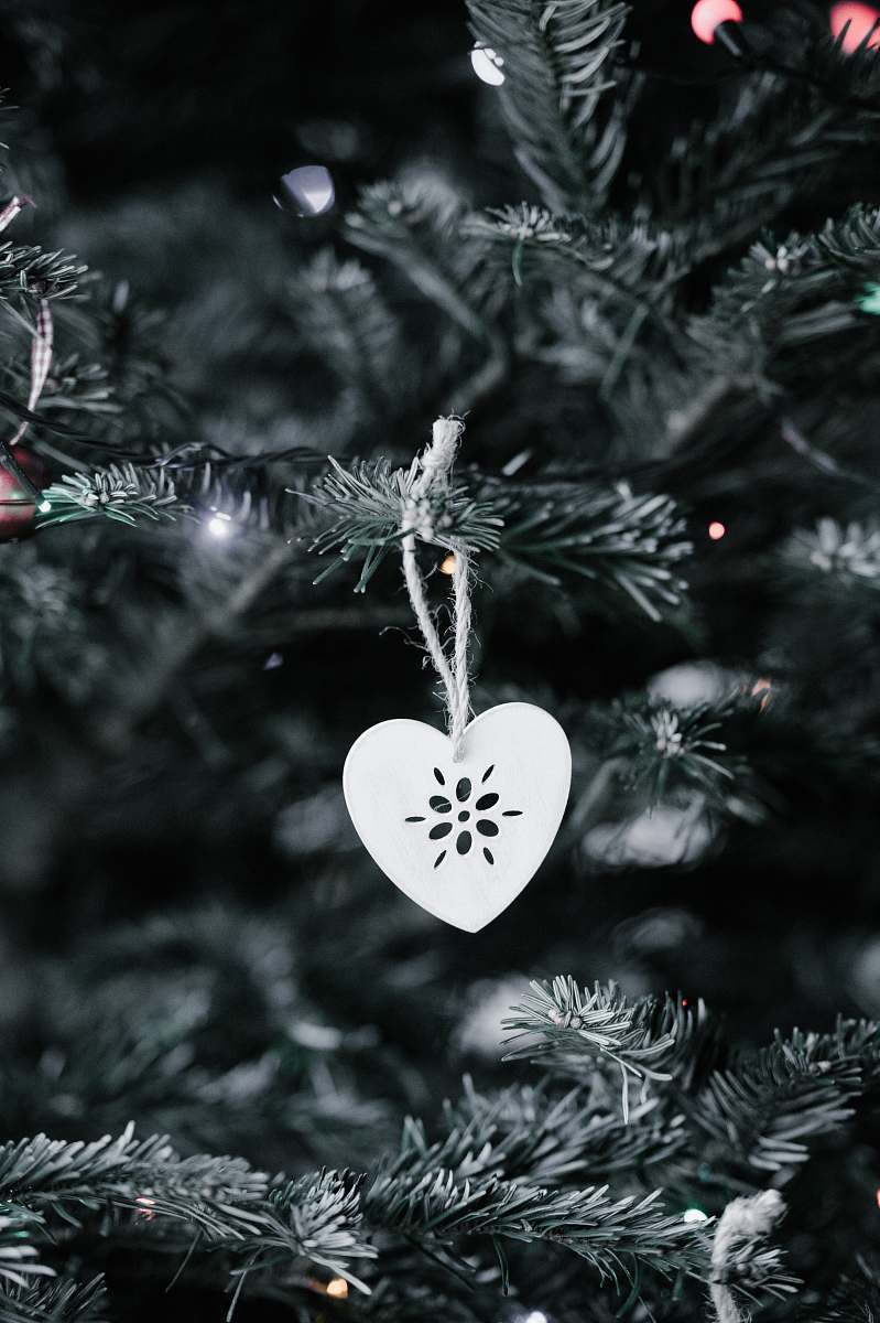 tree gray heart Christmas tree ornament conifer