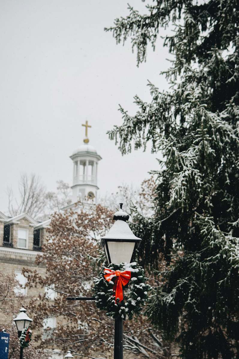 pole photo of white cathedral lamp post