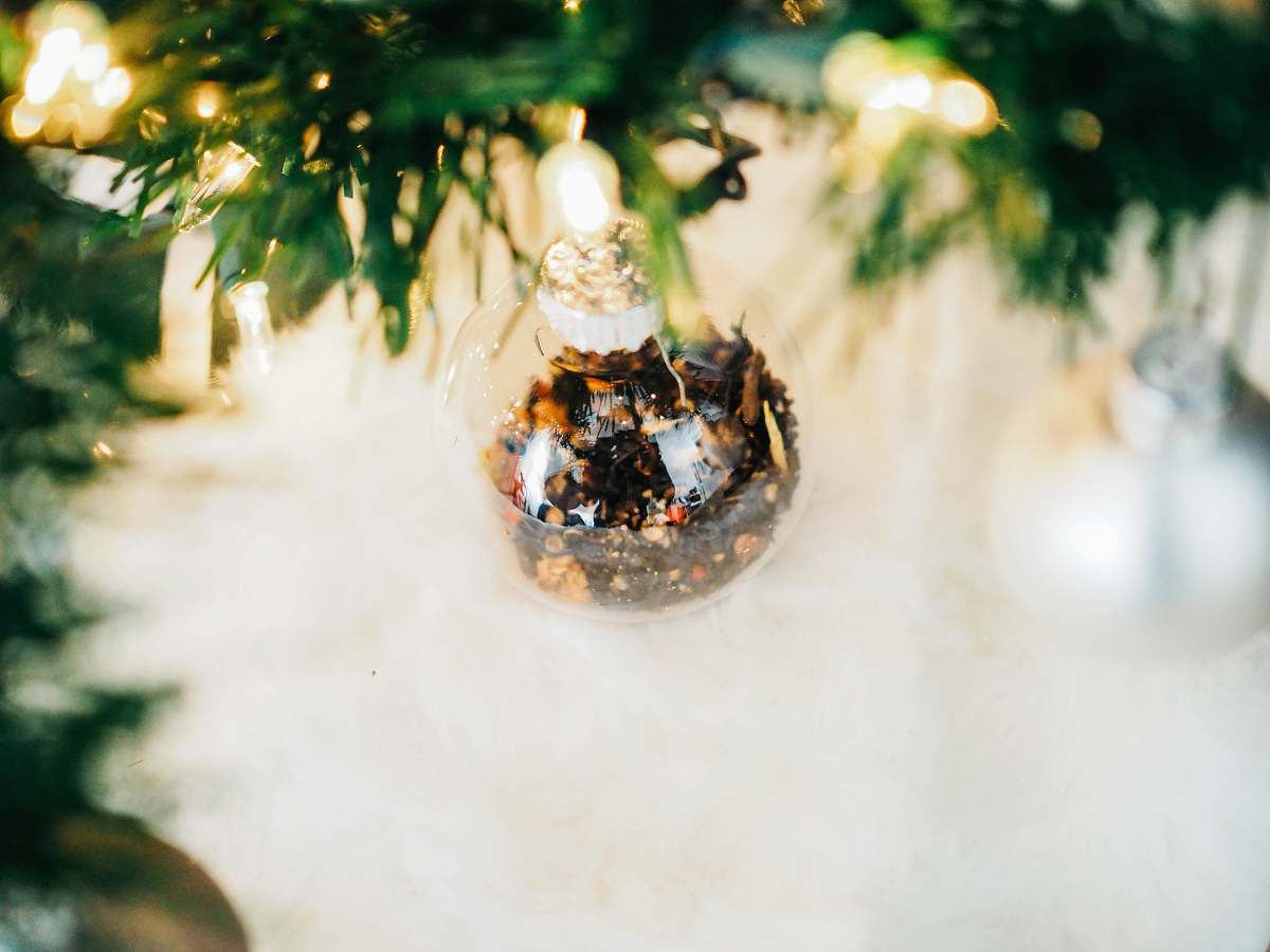 ornament shallow focus of glass bottle bauble