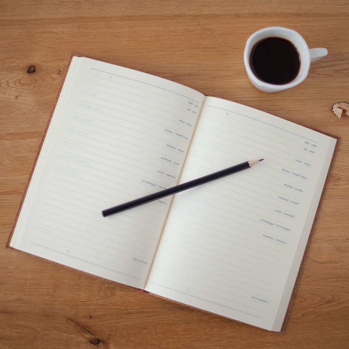 work black pencil on top of ruled paper writing