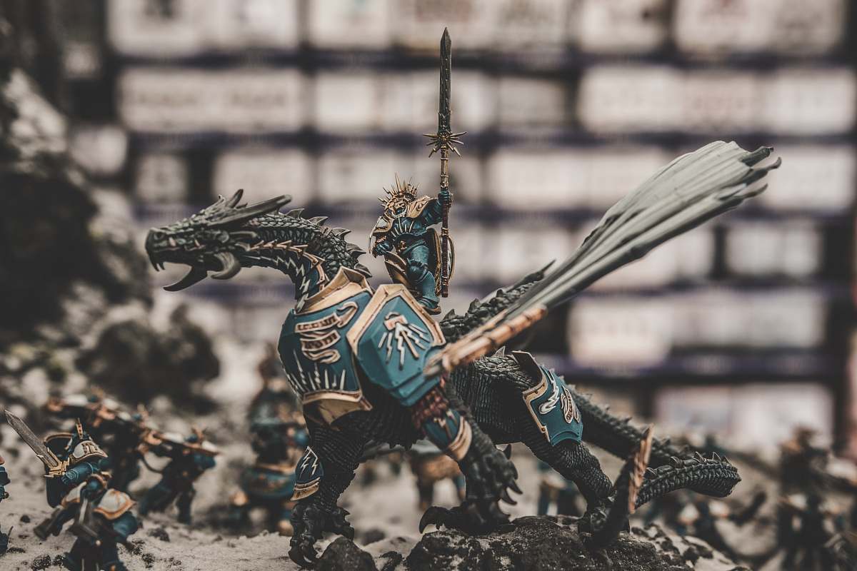 warhammer photo of knight riding dragon action figure figurine