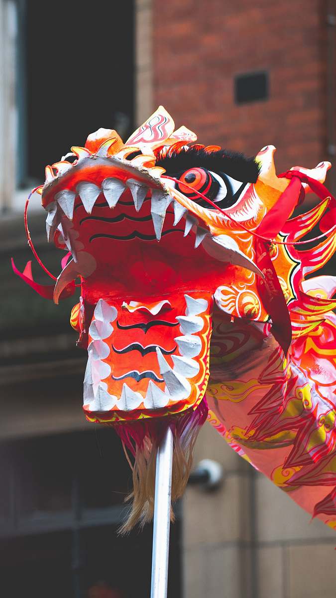 festival red and white dragon dance manchester