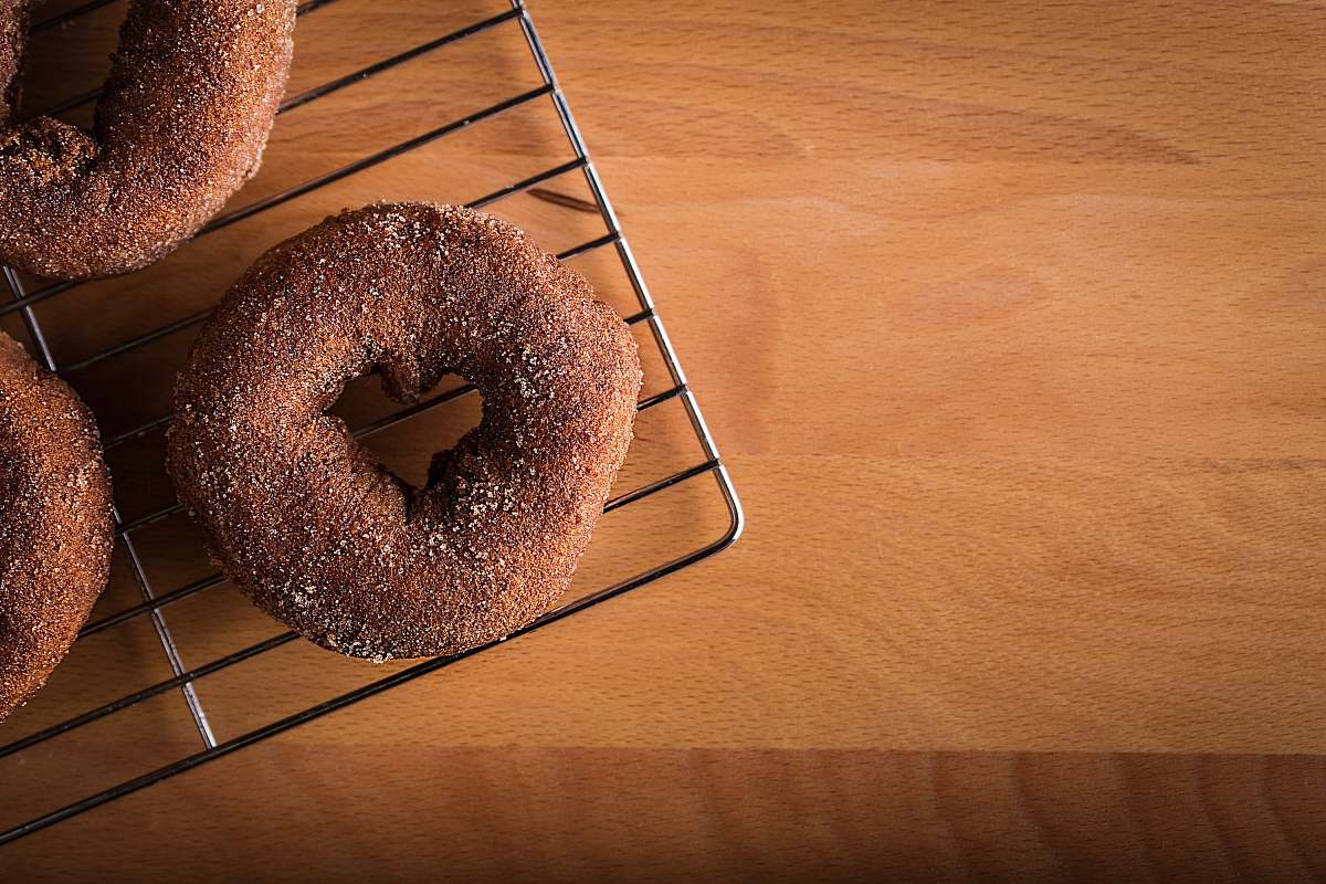 bread donut on gray steel stand bagel