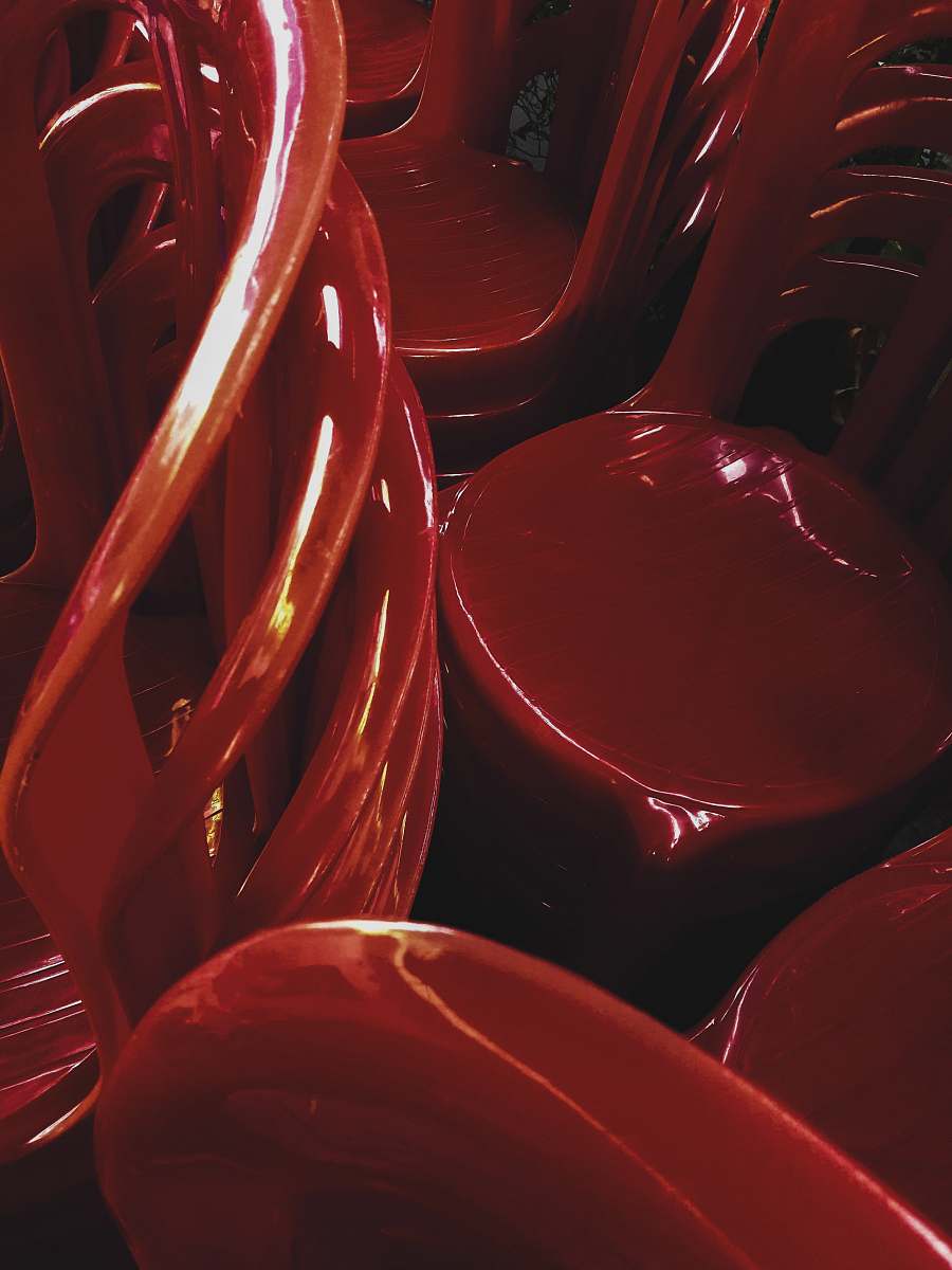 sweets photo of stacks of red chairs confectionery