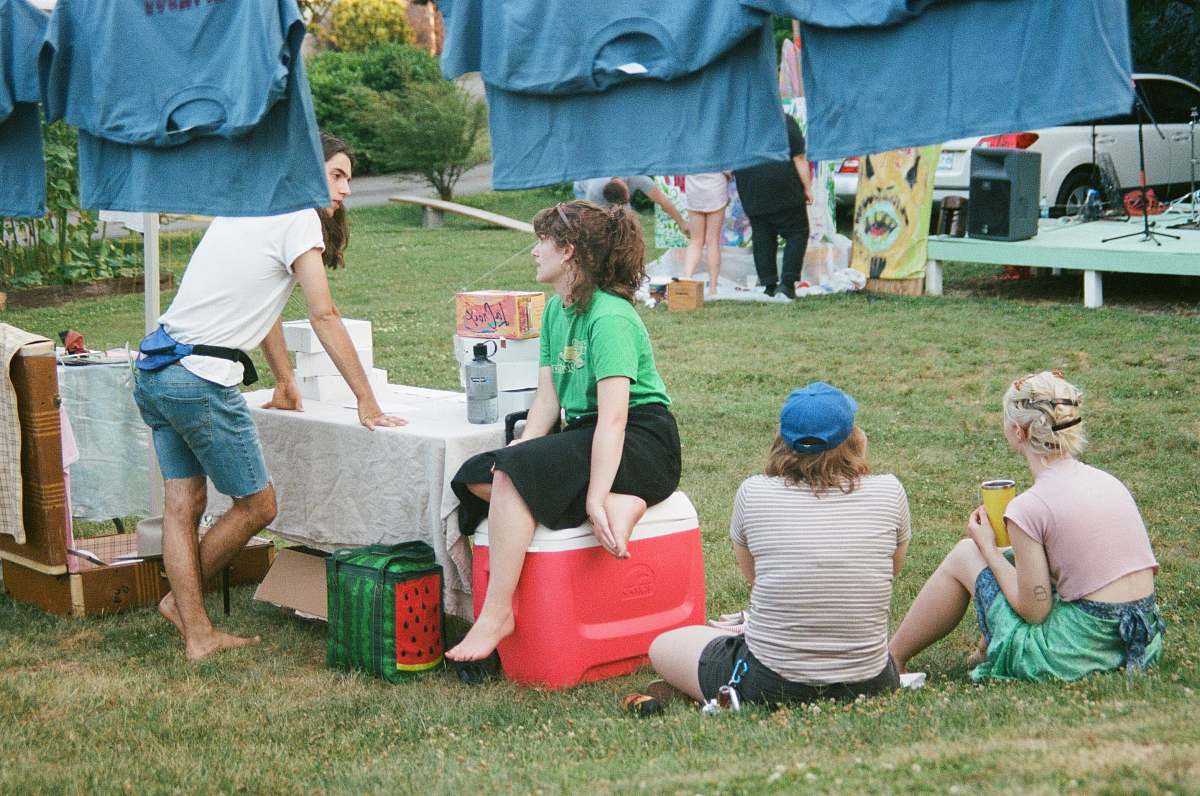 human women near yard person