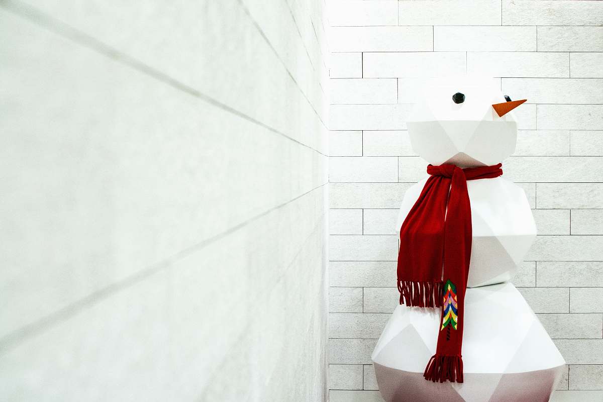 canada snowman Christmas decor at the corner of the wall christmas