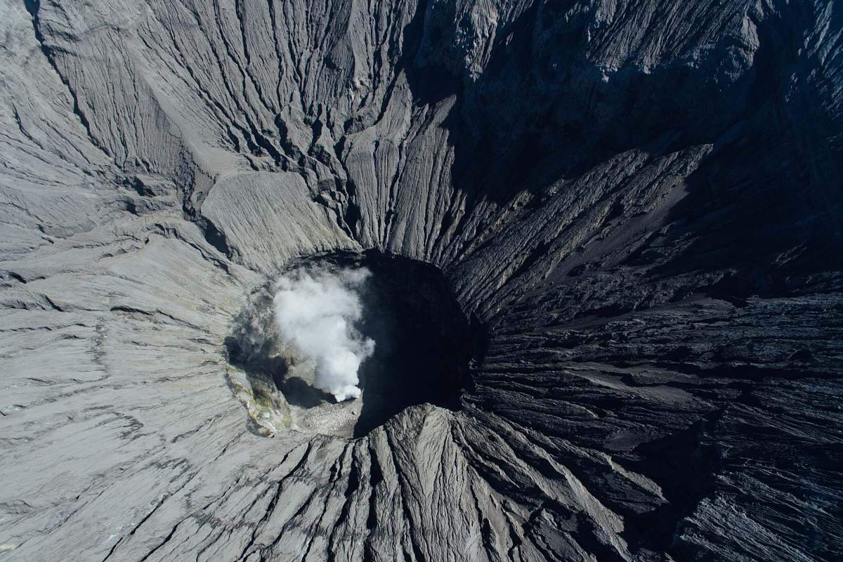 nature aerial view of volcano outdoors