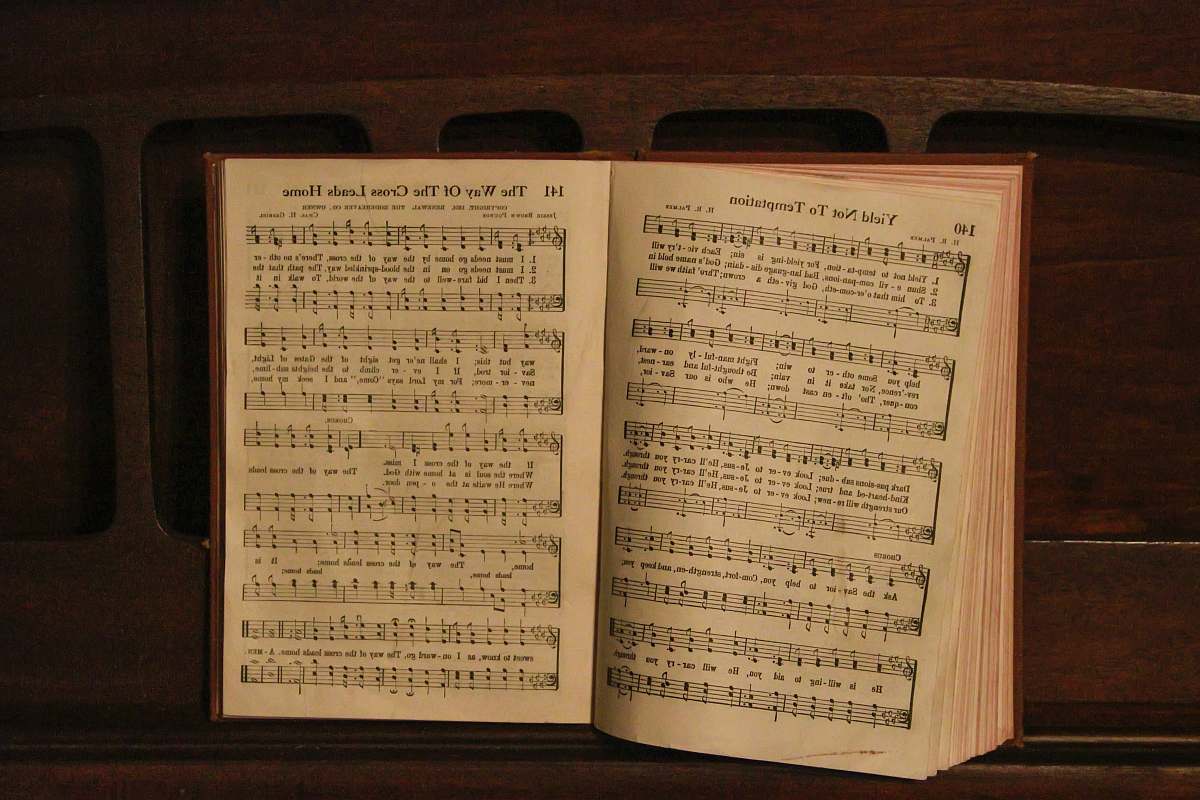 text opened music book page