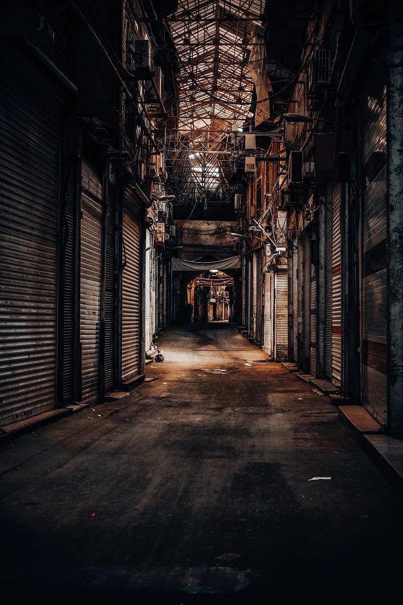 urban gray shutter door store scenery street