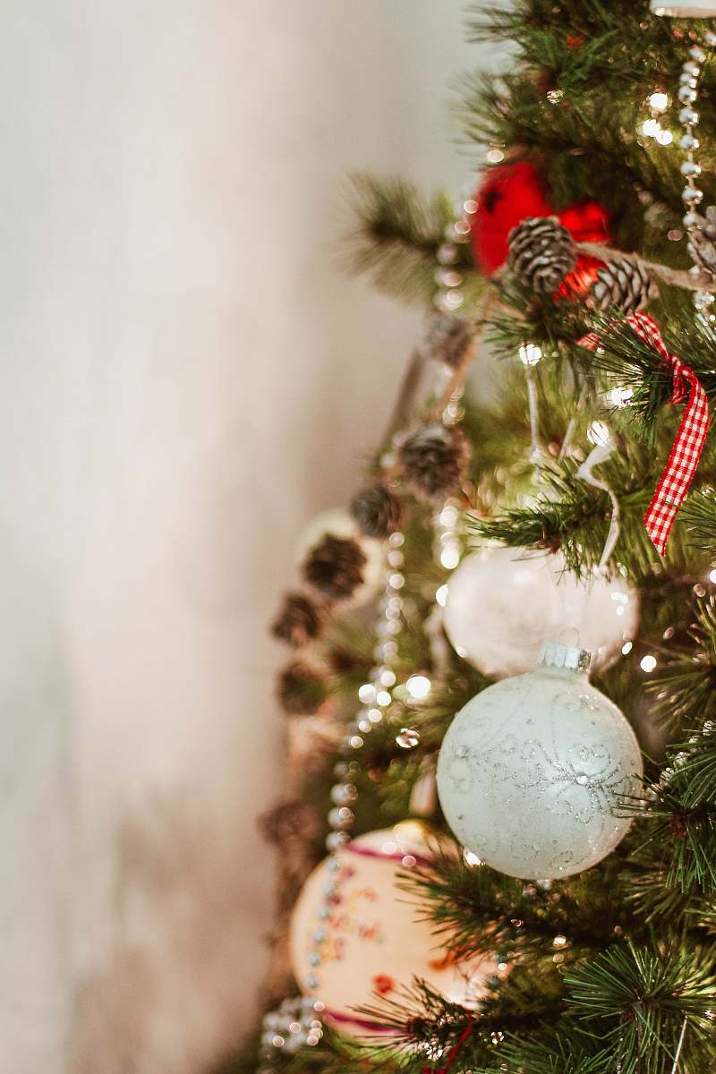 tree brown pinecone Christmas tree decor in macro shot england