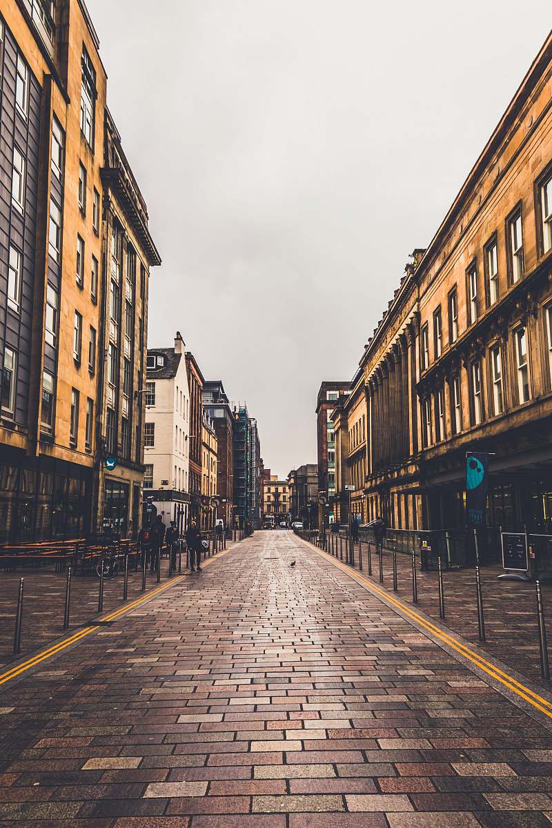 urban buildings on side streets street