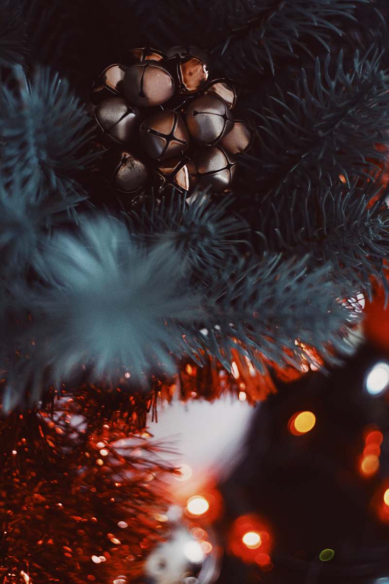 chocolate silver bauble on Christmas tree dessert