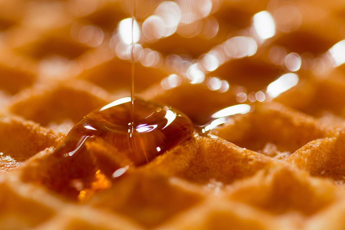 waffle waffle with syrup breakfast