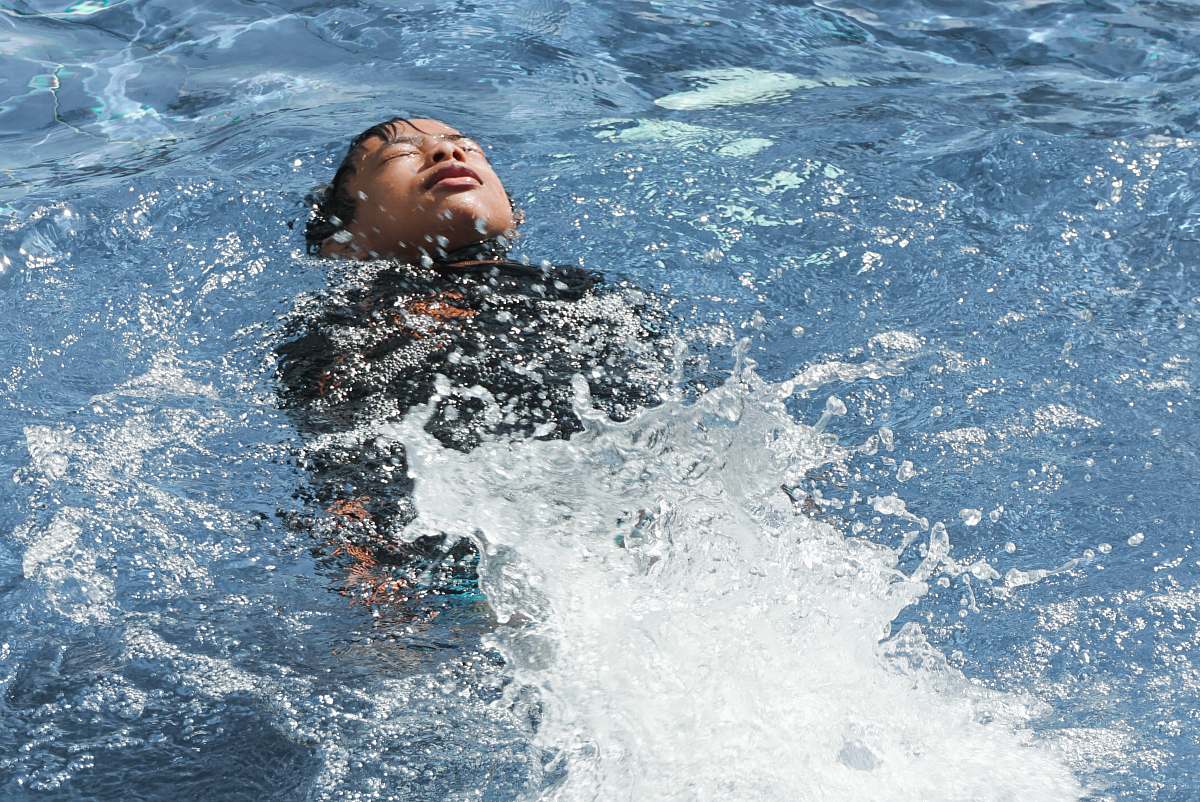 water person diving on sea swimming