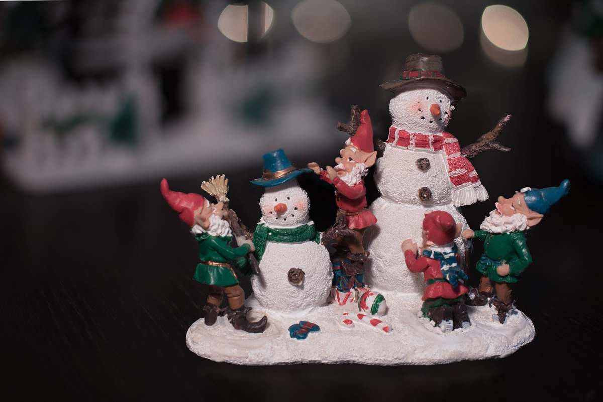 outdoors multicolored snowman figurine snowman