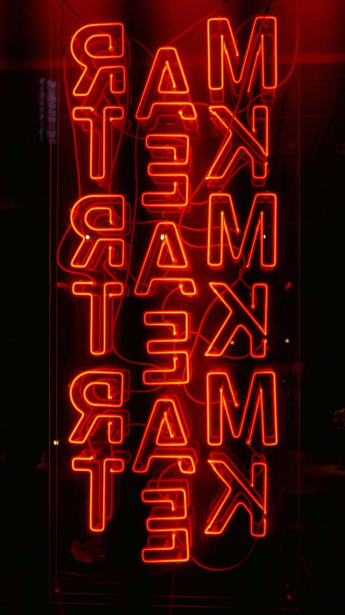 sign red market sign light