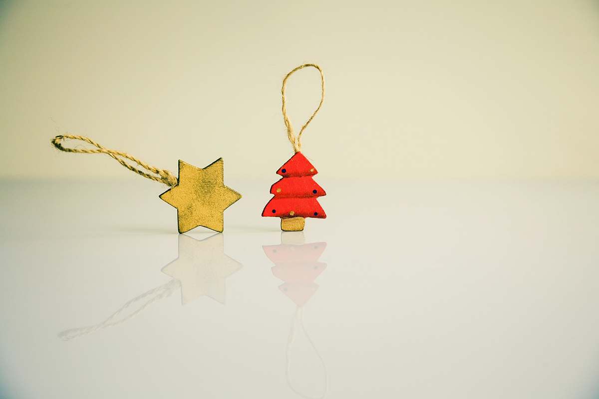 christmas star and red tree Christmas tree ornaments holiday