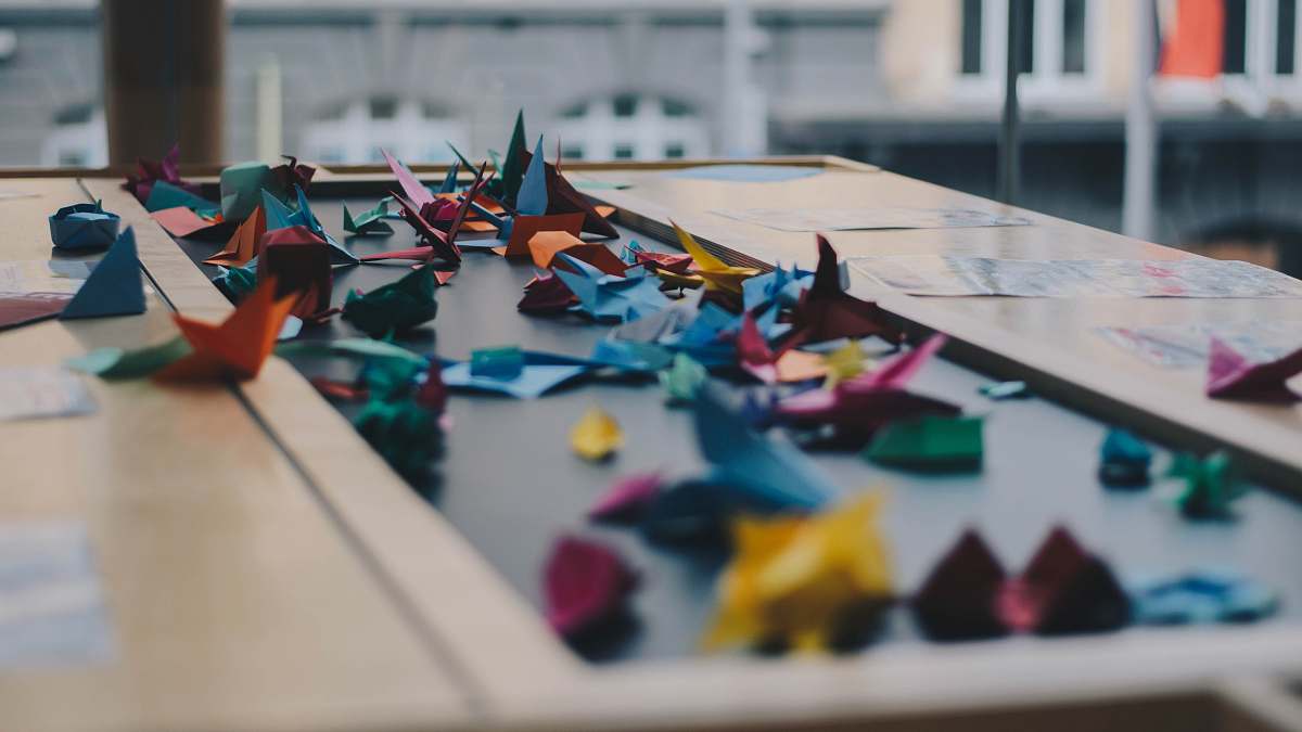 art assorted-color origami on table origami