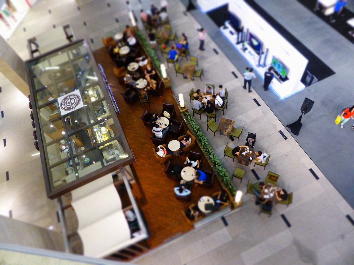 food aerial view of people eating inside building during daytime hong kong