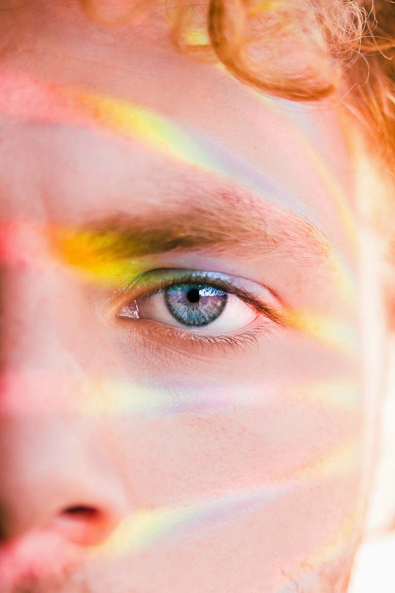 person man right face eyes