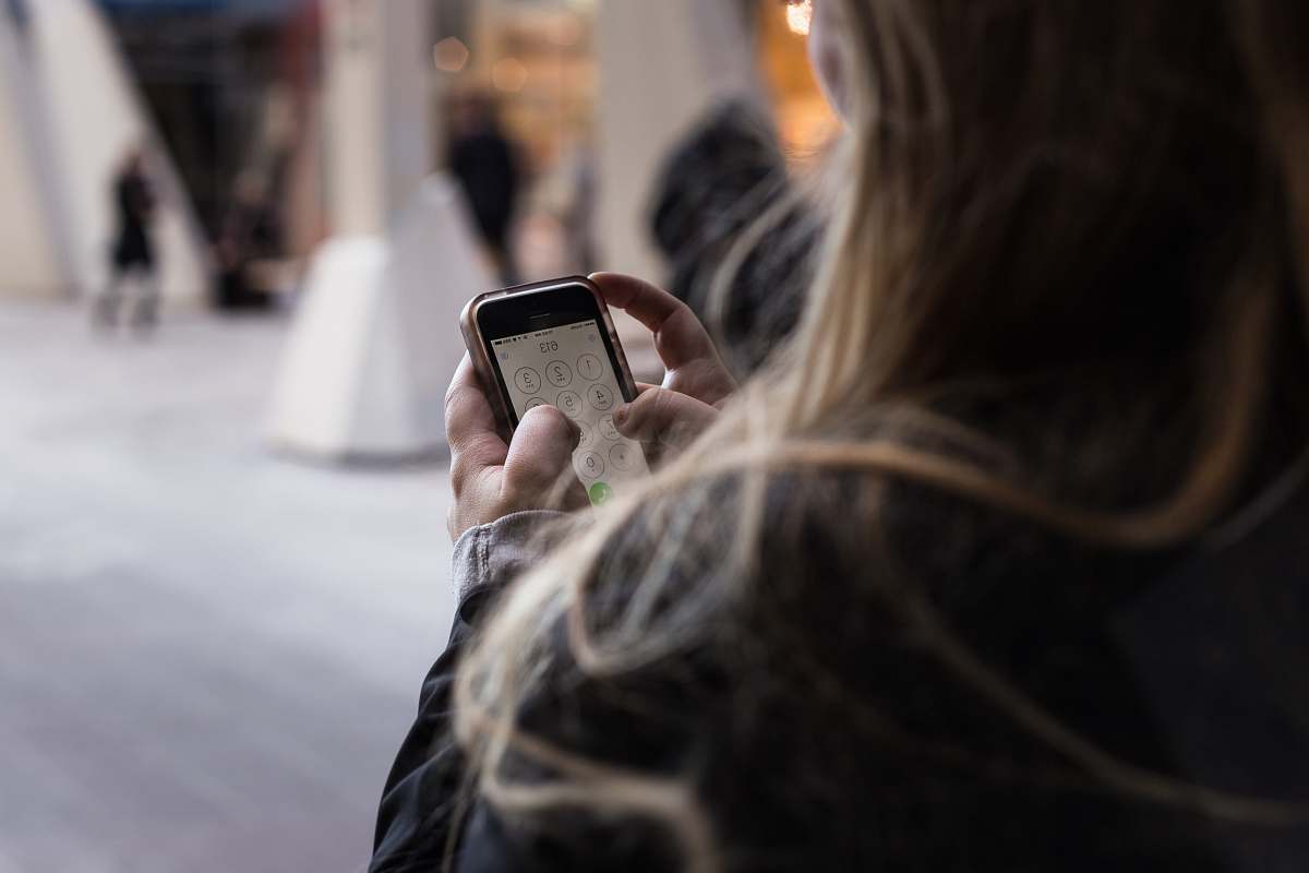 woman person unlocking smartphone female