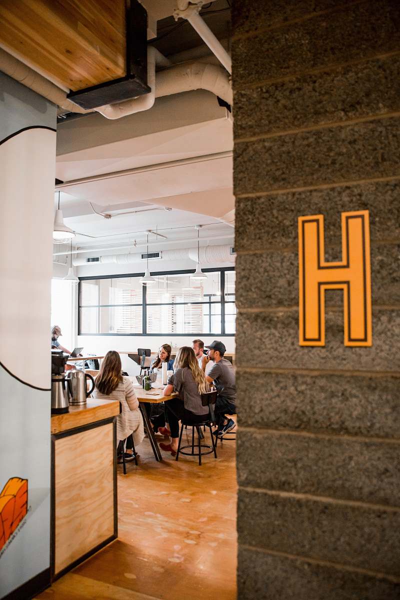 cafeteria wall with letter H sign human