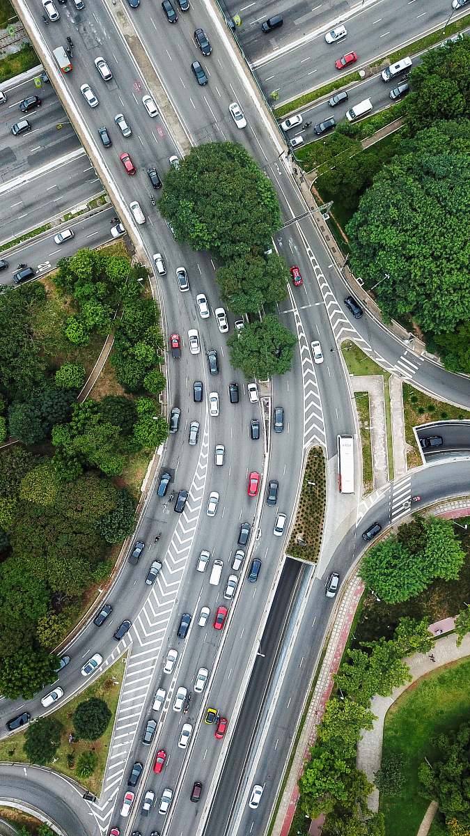 landscape aerial photo of street outdoors