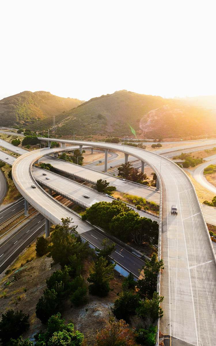 freeway aerial photography of street highway